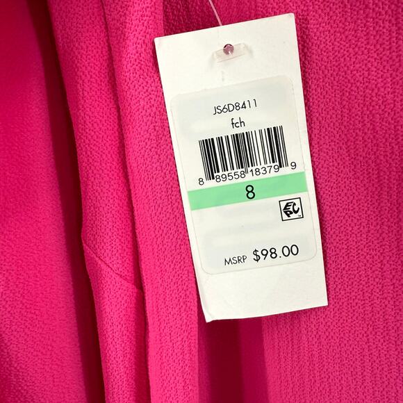 Jessica Simpson Dress SZ8 NWT Bow Back Flutter Sleeve Fuchsia Pink Cocktail Mini - Picture 6 of 16